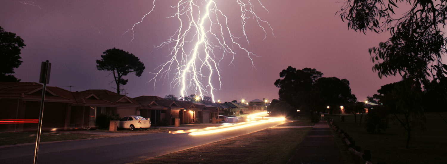 Lightening bolts light up the sky